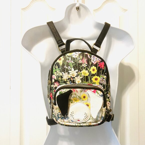 Betsey Johnson Mini Floral Puppy Dog Back Pack-Pink/Black/Gold Mix-Adjustable ST - Picture 3 of 16